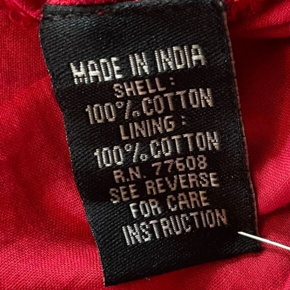 J.Peterman Red Floral Cotton V-Neck Short Sleeve Circle Skirt Midi Dress Size 10 - Picture 9 of 10